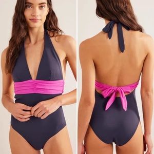 Boden Bow Detail Halter Swimsuit